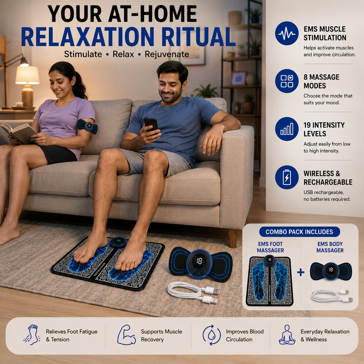 Creovely™ PulseEase EMS Foot & Body Massager