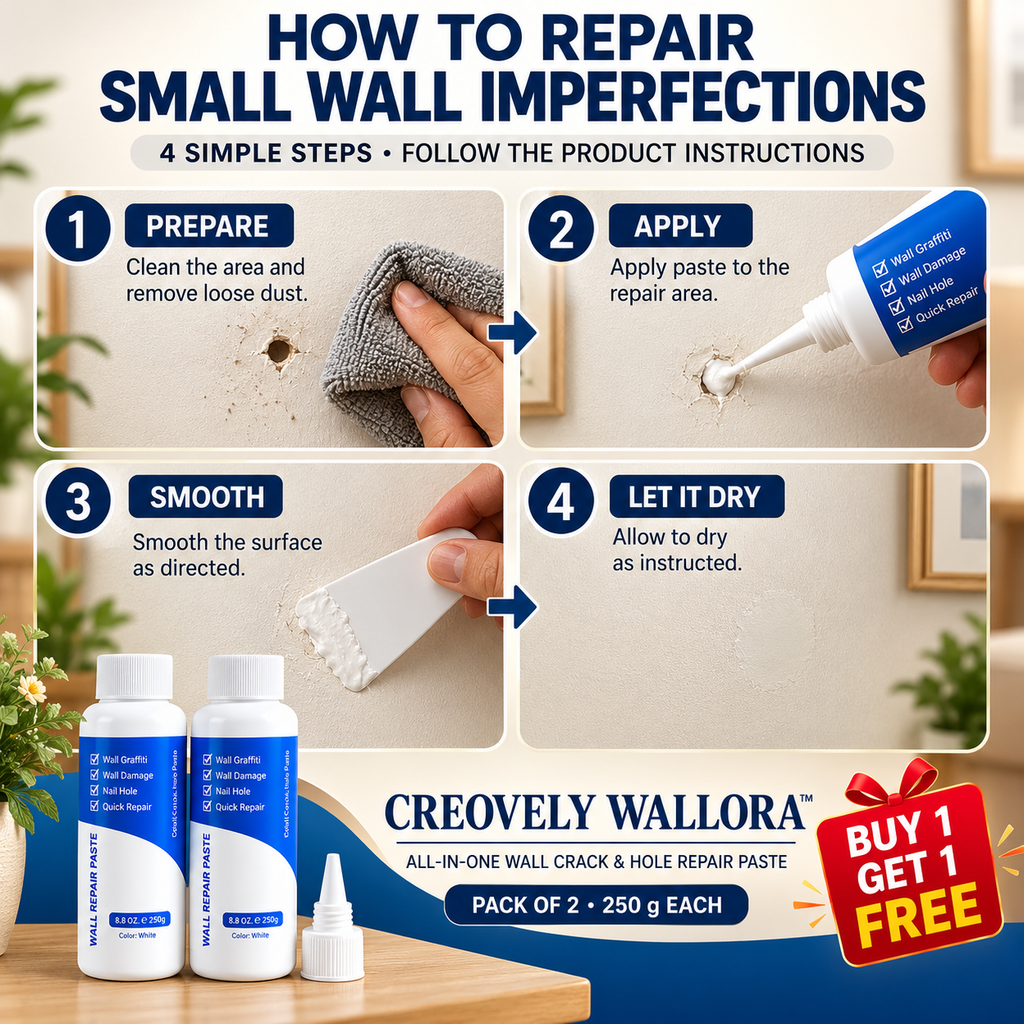 Creovely Wallora™ All-in-One Wall Crack & Hole Repair Paste — Pack of 2 (250 g Each)