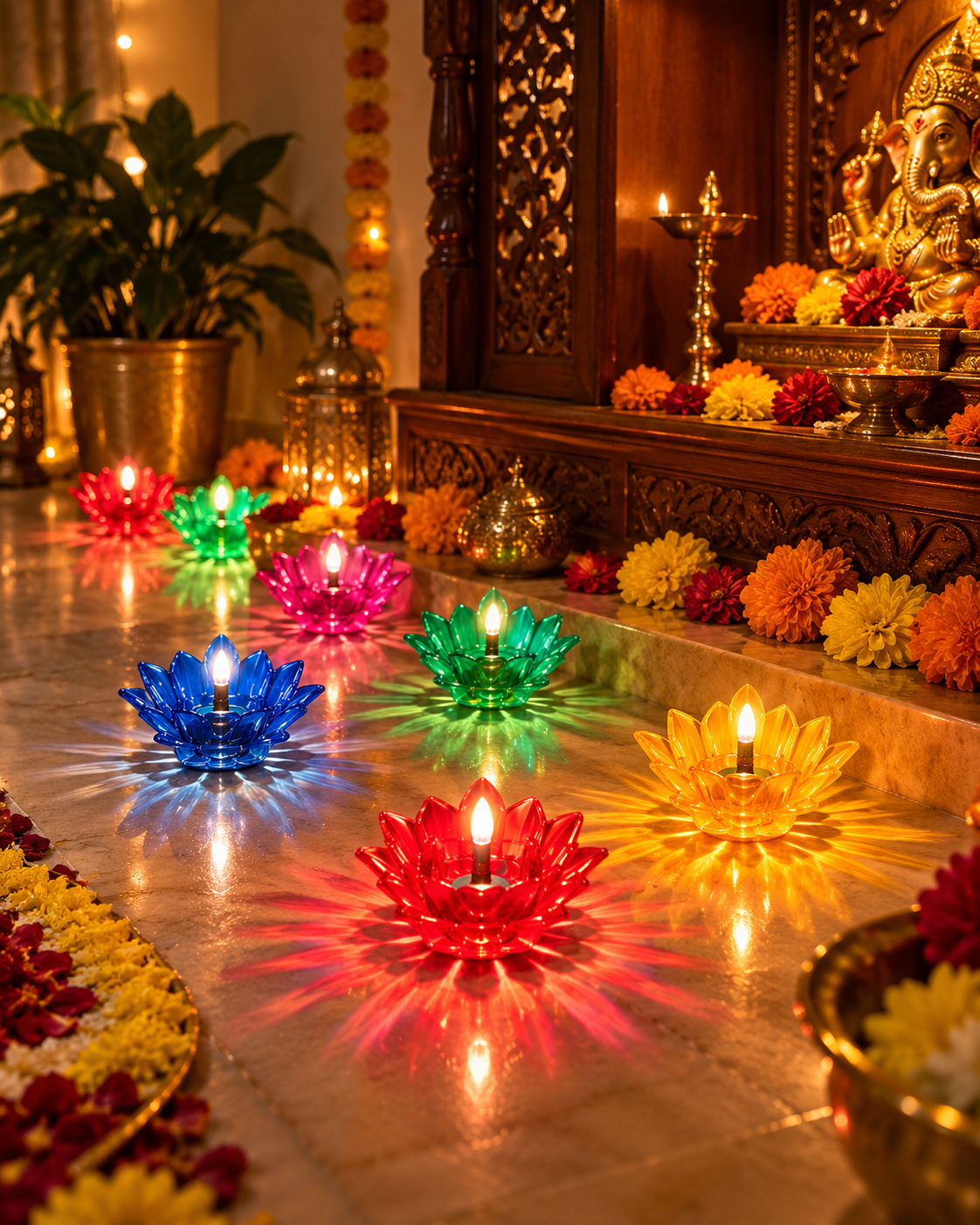 Creovely™ RangJyoti™ Celebration Lights — Water-Activated Lotus Reflection Diyas, Pack of 24