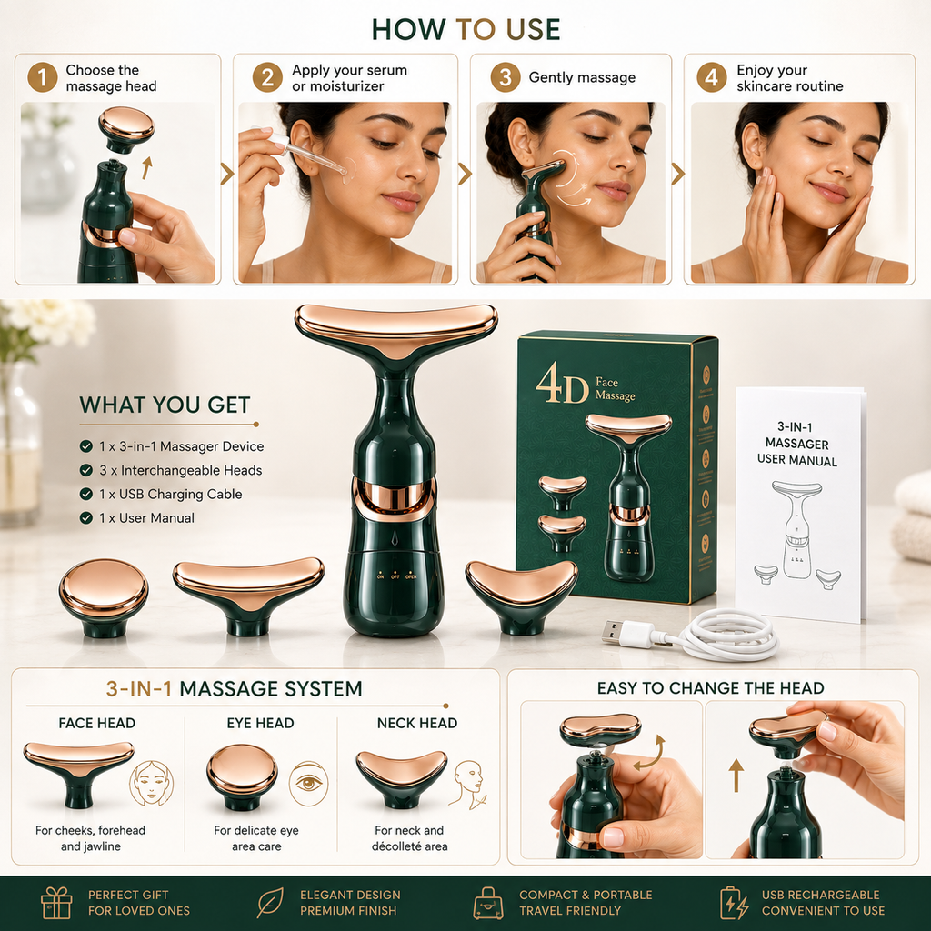 Creovely™ RelaxTouch 3-in-1 Face, Eye & Neck Massager
