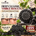 Creovely NoirKind™ Charcoal Reset Bar — Activated Charcoal Soap | Pack of 6