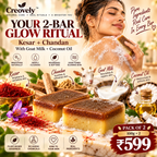 Creovely GoldenVeil™ Handmade Cleansing Bar — Saffron & Sandalwood | Pack of 2