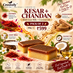 Creovely GoldenVeil™ Handmade Cleansing Bar — Saffron & Sandalwood | Pack of 2