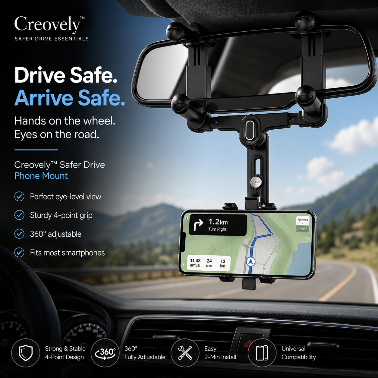 Creovely™ Safer Drive Phone Mount