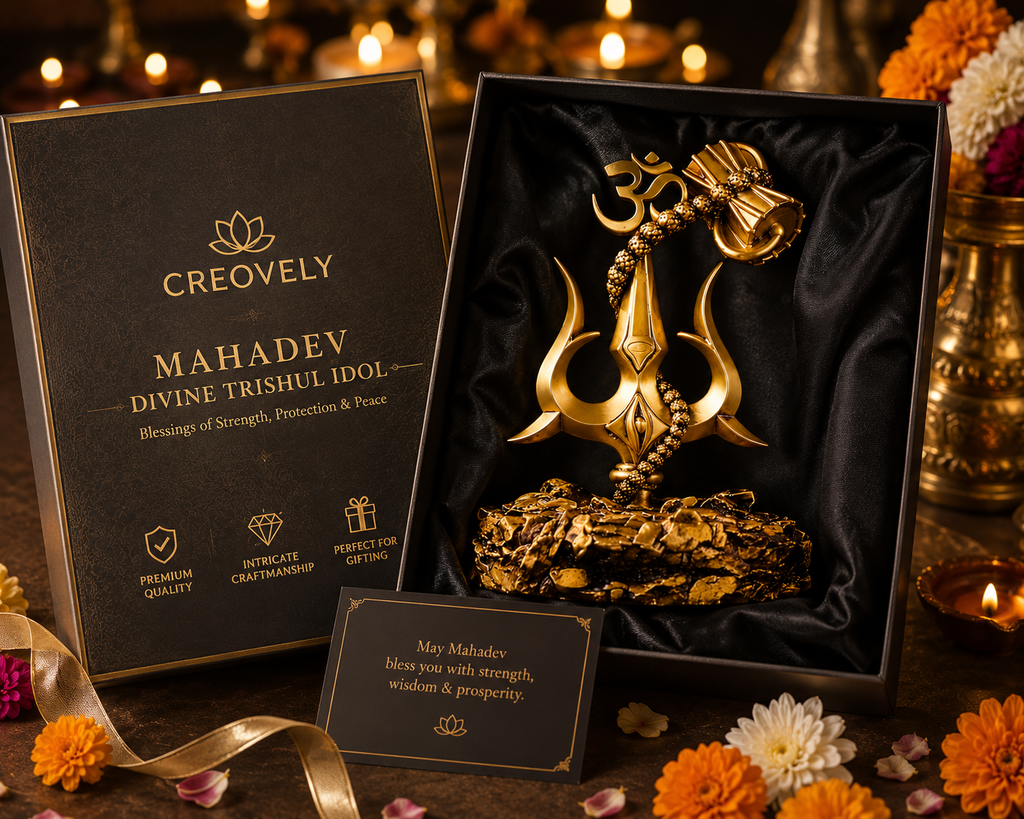 Creovely™ Mahadev Divine Trishul Idol