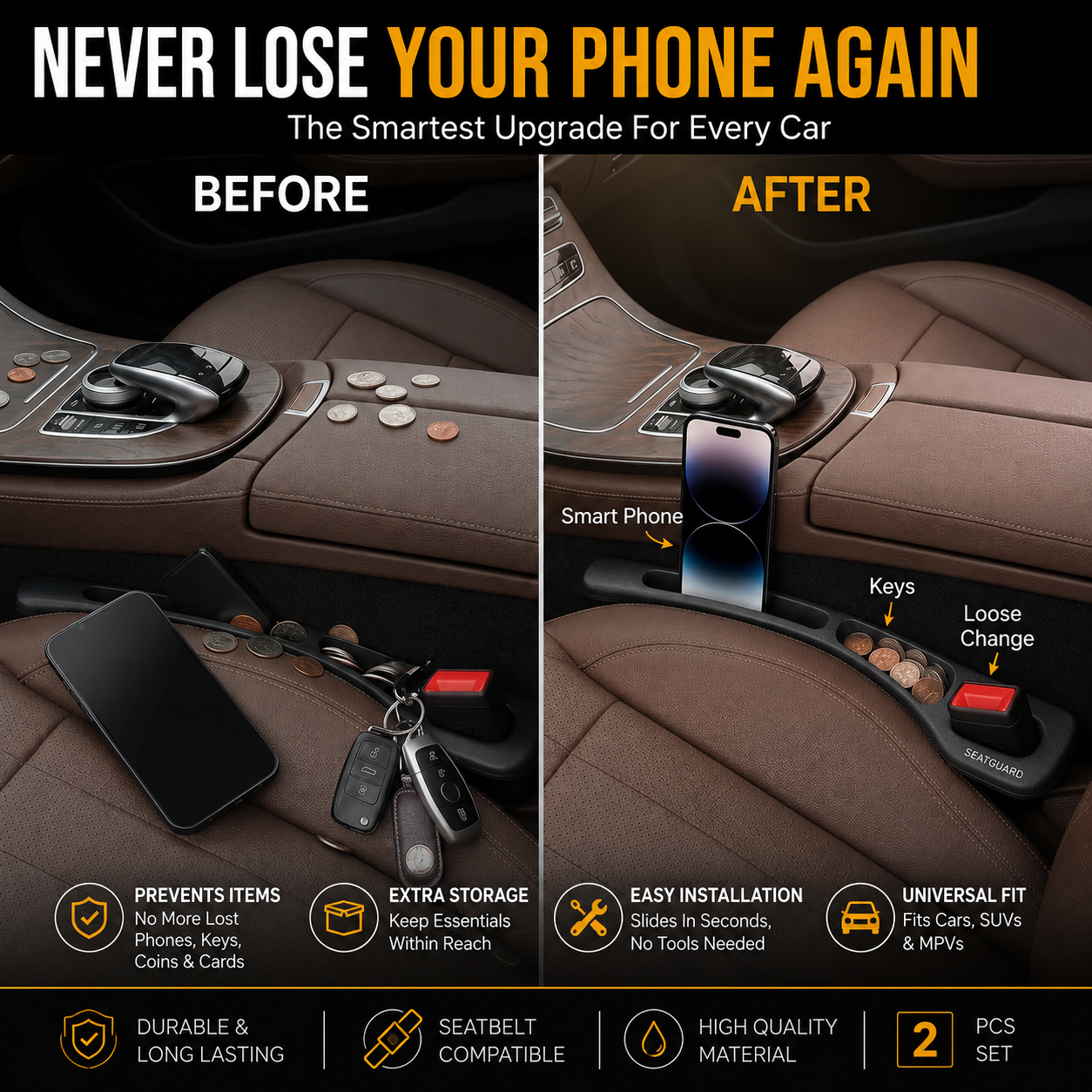 Creovely™ Universal Car Seat Gap Filler (2 PCS)