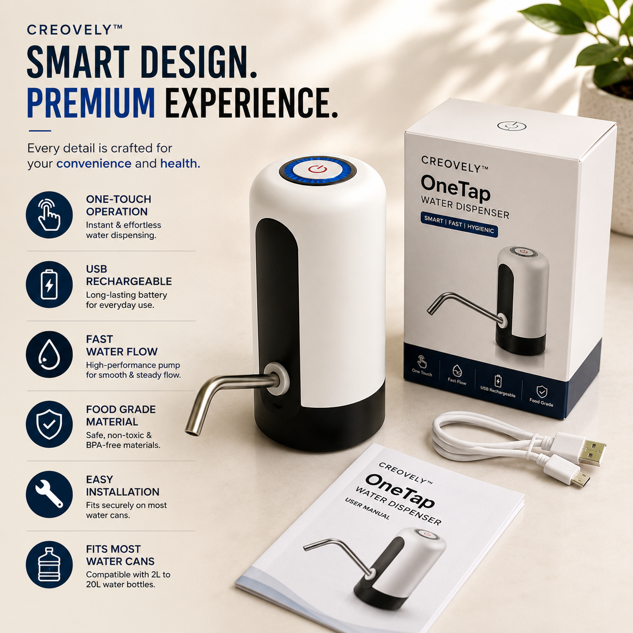 Creovely™ One-Touch Water Dispenser