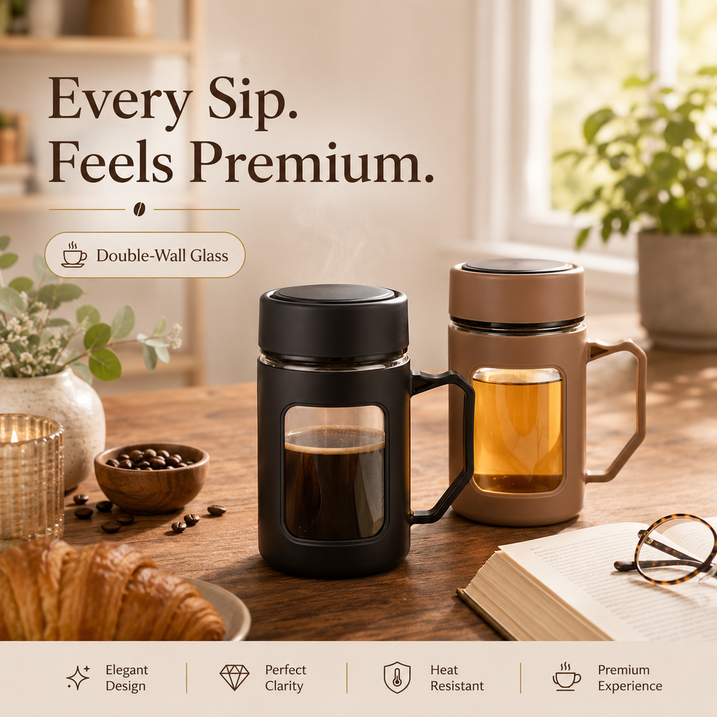Creovely™ Double Wall Crystal Glass Mug