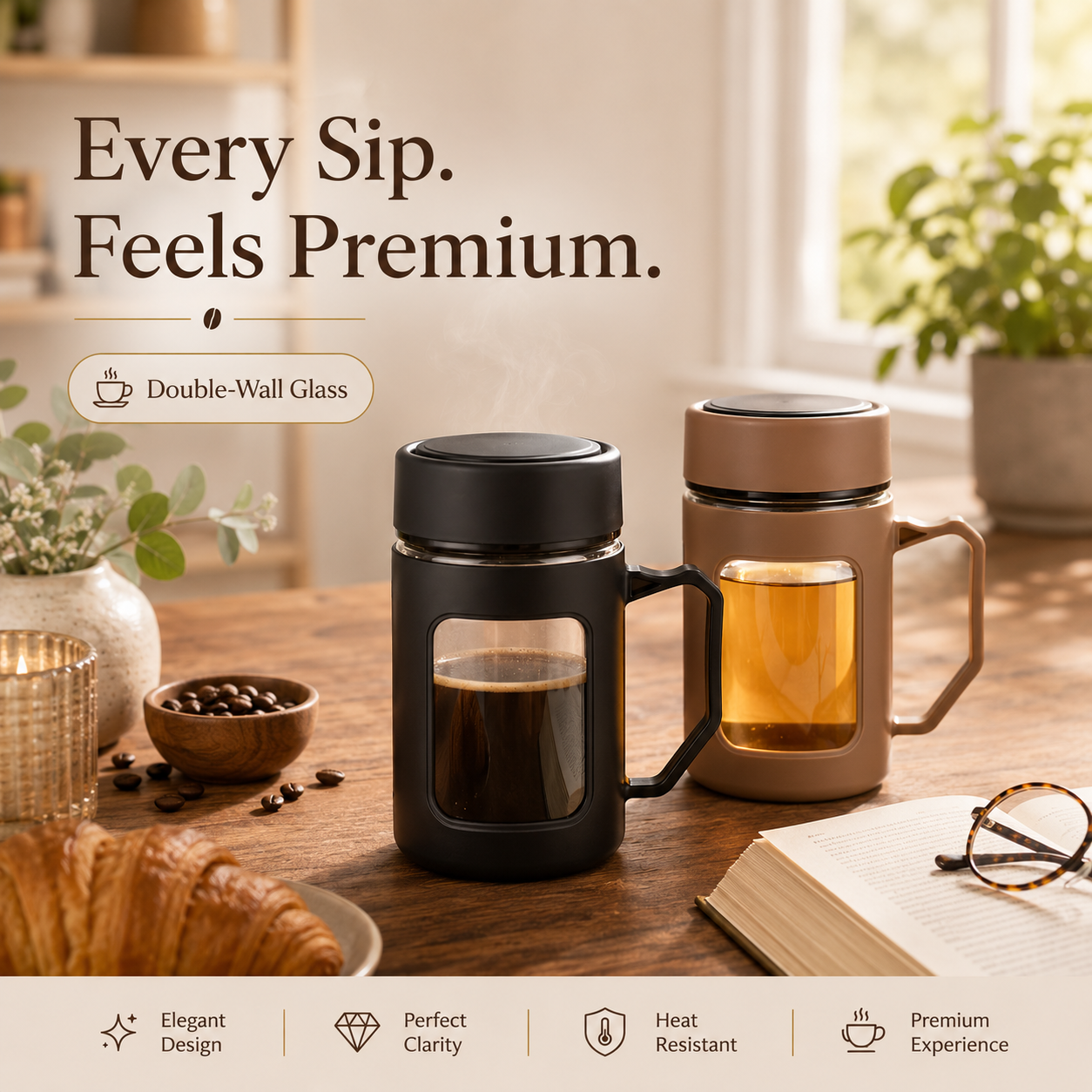 Creovely™ Double Wall Crystal Glass Mug