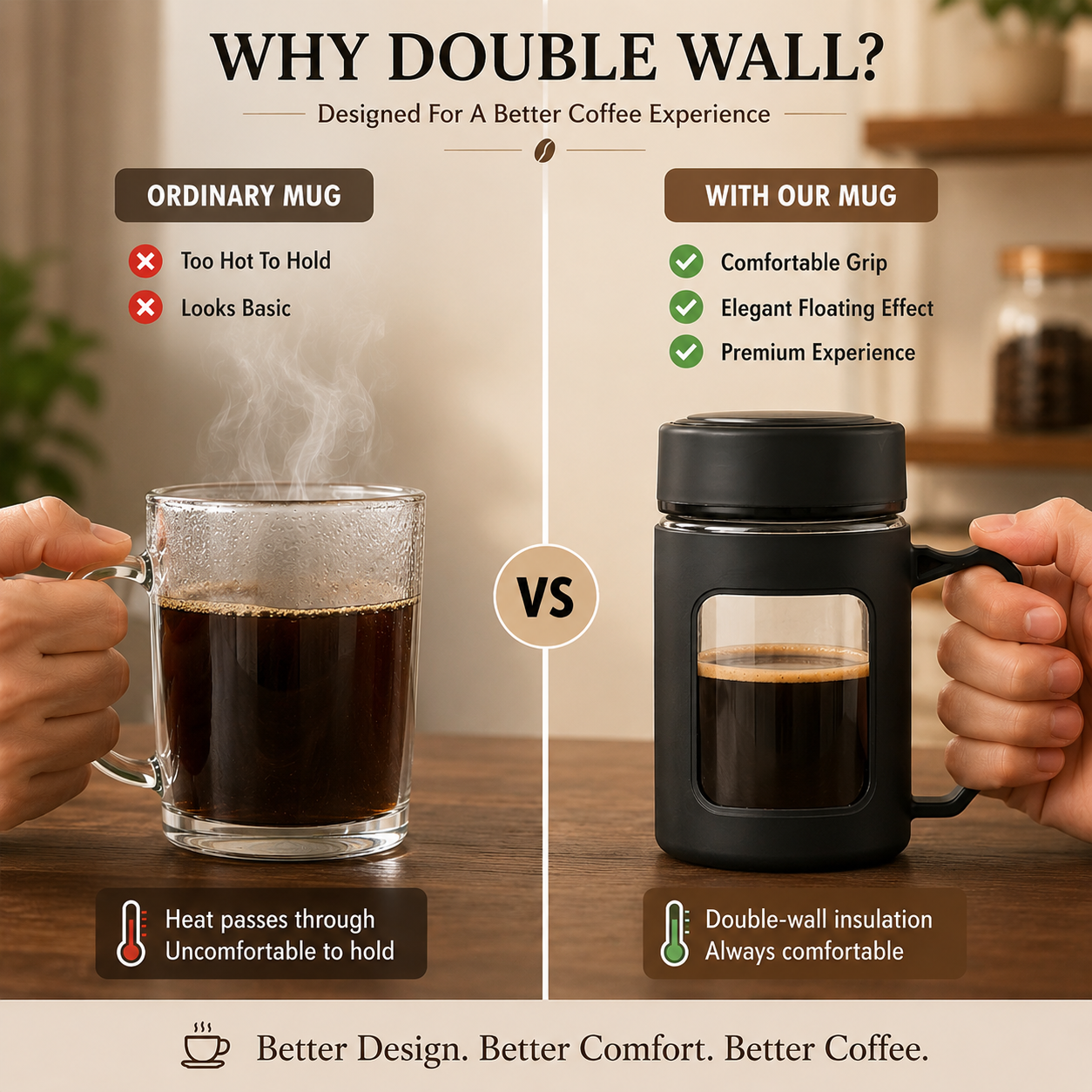 Creovely™ Double Wall Crystal Glass Mug