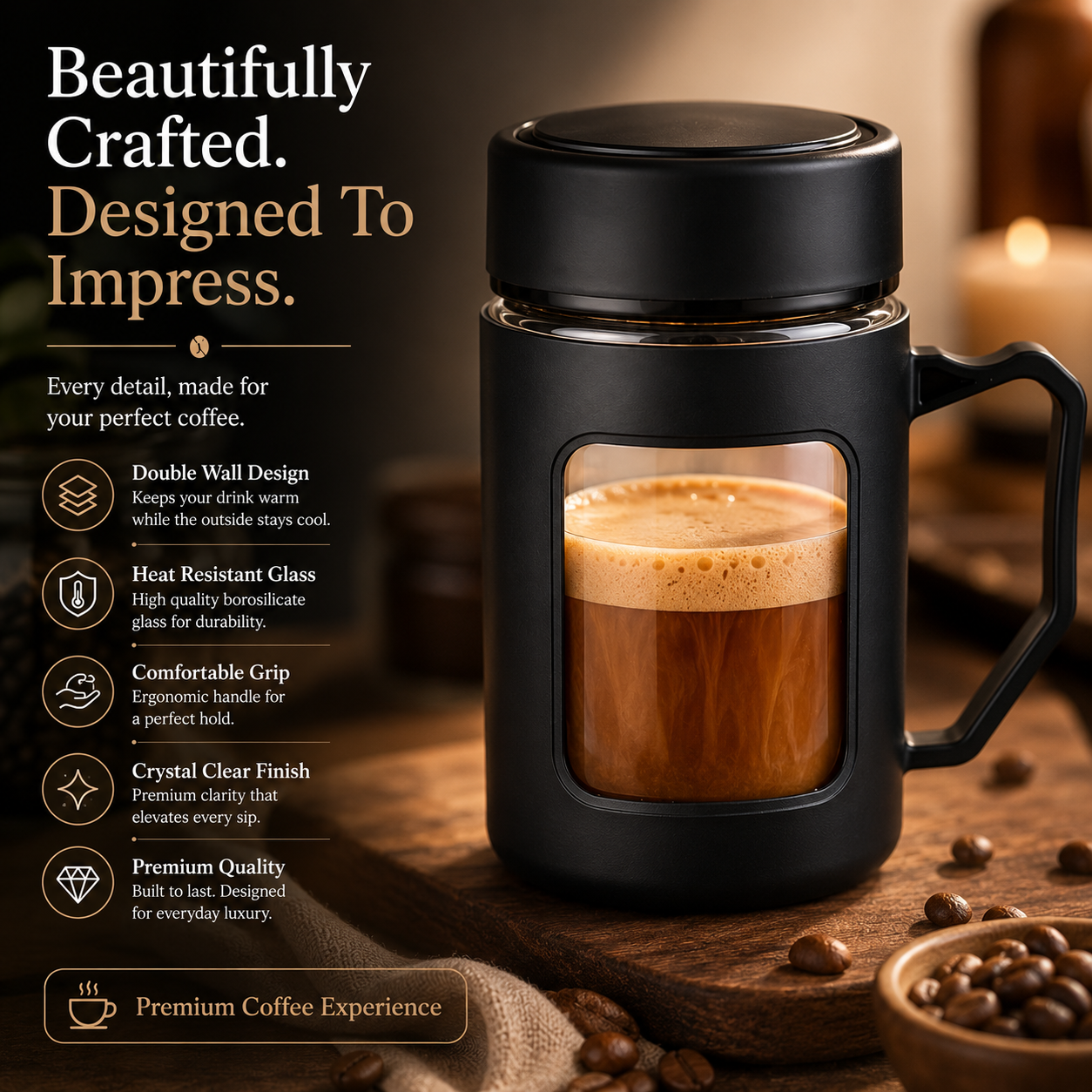Creovely™ Double Wall Crystal Glass Mug