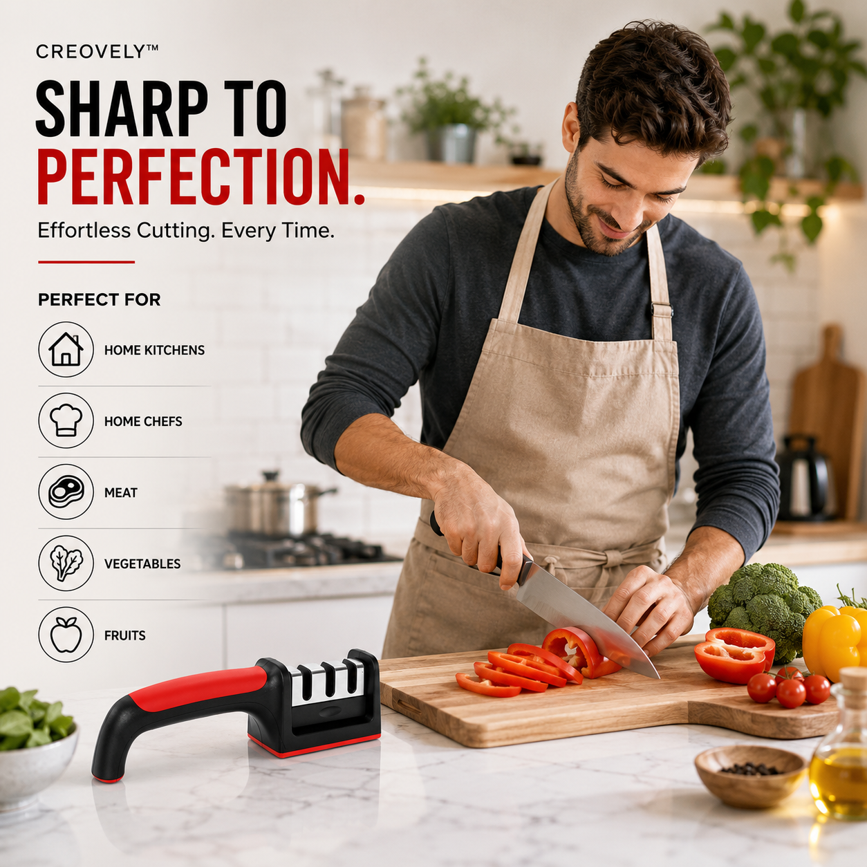 Creovely™ 3-Stage Precision Knife Sharpener