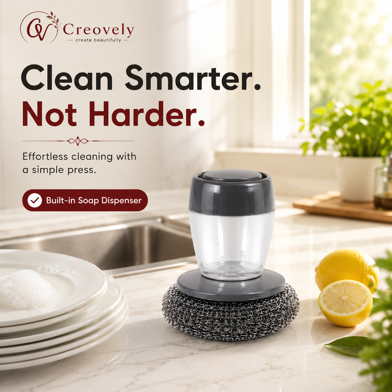 Creovely™ Soap Dispensing Cleaning Brush