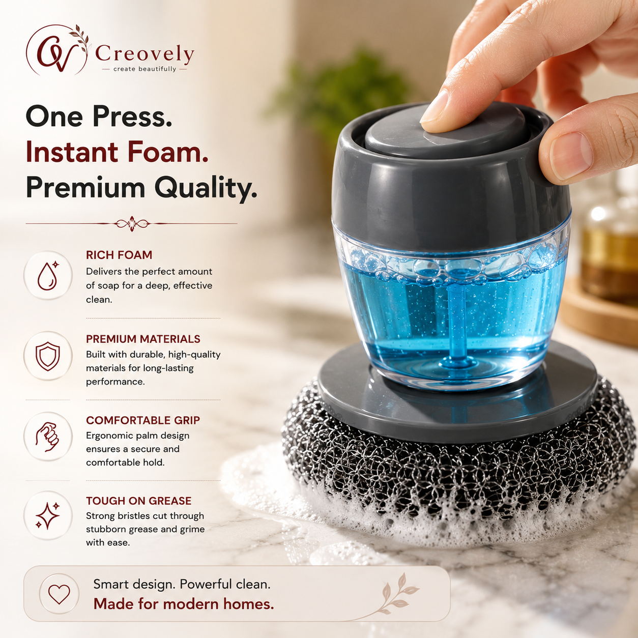 Creovely™ Soap Dispensing Cleaning Brush