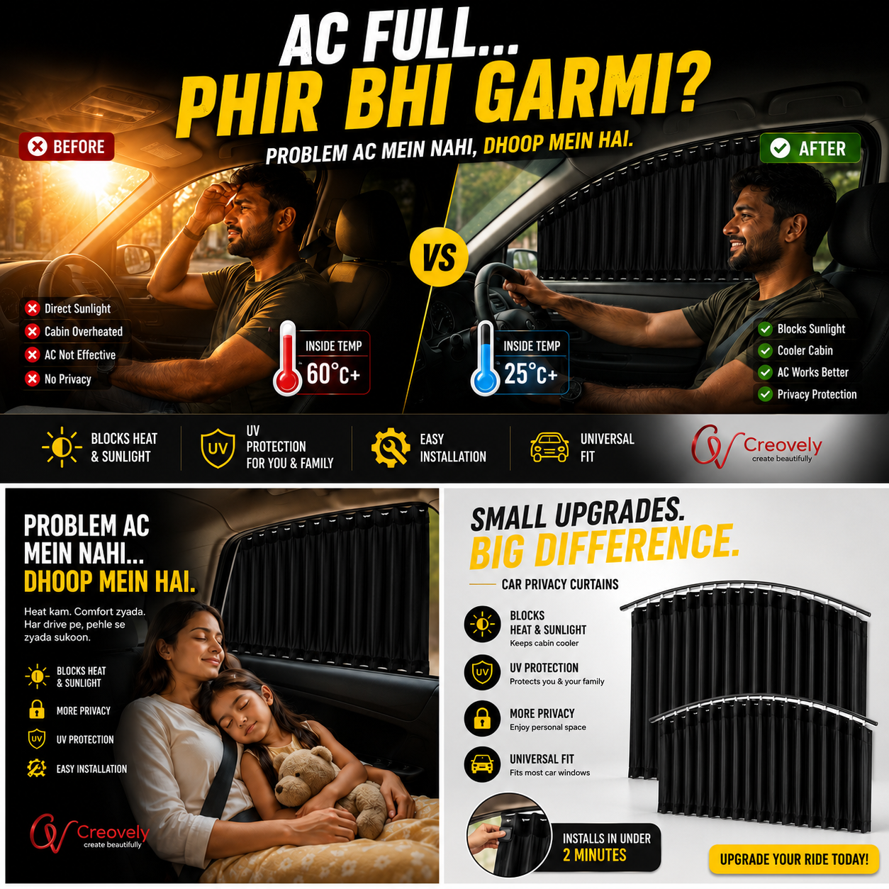Creovely™ Car Privacy & Sun Protection Kit