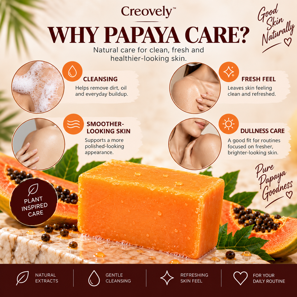 Creovely Papayelle™ Tropical Cleansing Bar — Papaya Extract Soap | Pack of 6