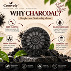 Creovely NoirKind™ Charcoal Reset Bar — Activated Charcoal Soap | Pack of 6