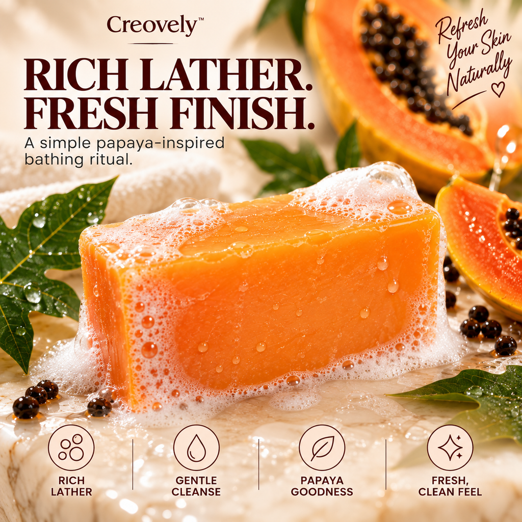 Creovely Papayelle™ Tropical Cleansing Bar — Papaya Extract Soap | Pack of 6