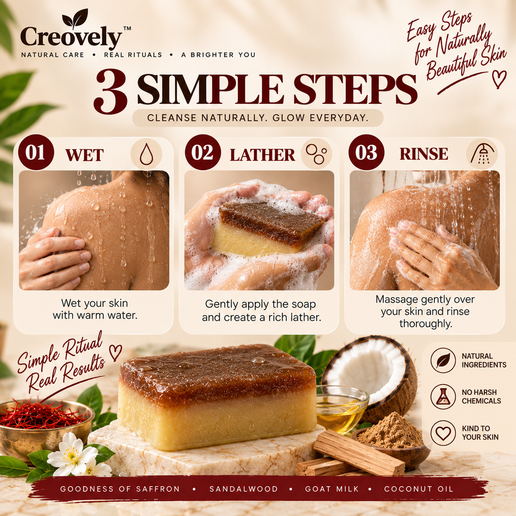 Creovely GoldenVeil™ Handmade Cleansing Bar — Saffron & Sandalwood | Pack of 2
