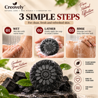 Creovely NoirKind™ Charcoal Reset Bar — Activated Charcoal Soap | Pack of 6