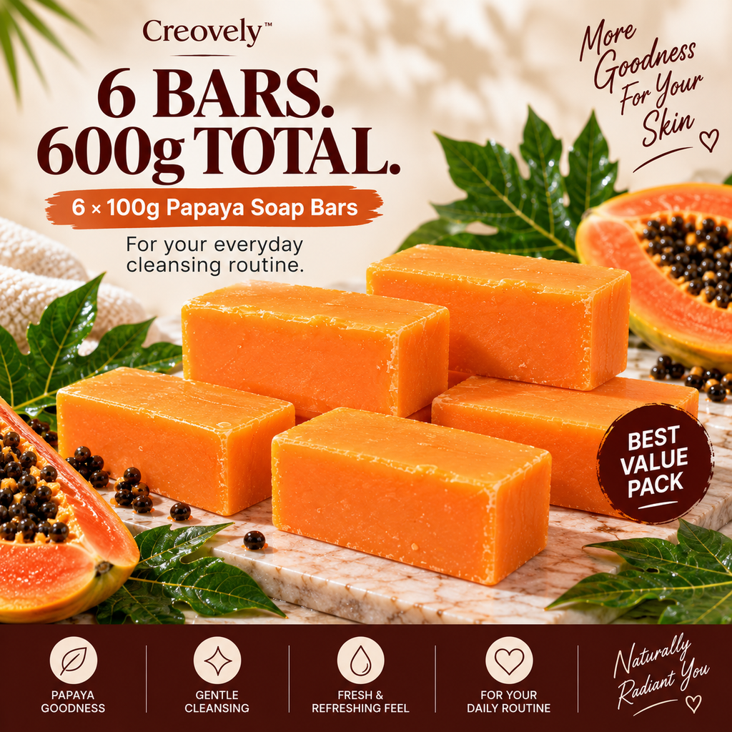 Creovely Papayelle™ Tropical Cleansing Bar — Papaya Extract Soap | Pack of 6