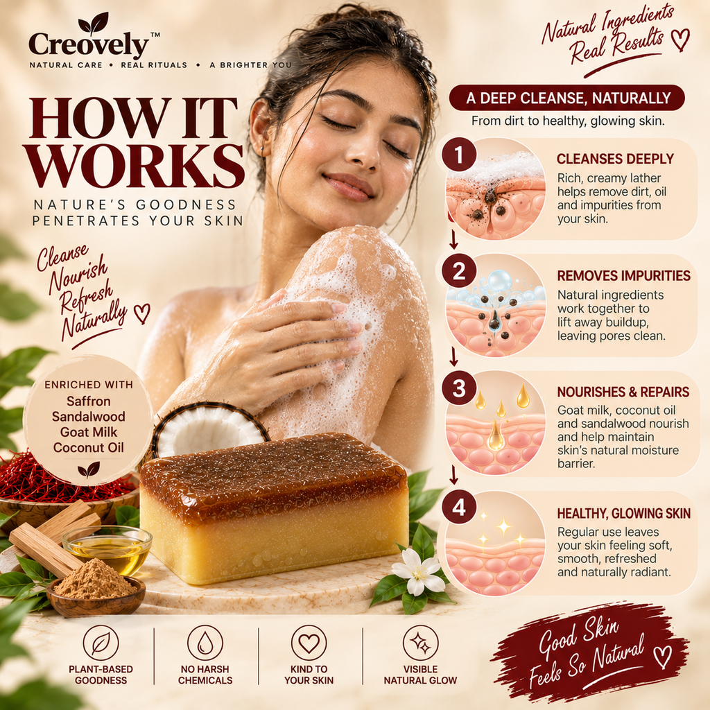 Creovely GoldenVeil™ Handmade Cleansing Bar — Saffron & Sandalwood | Pack of 2