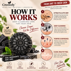 Creovely NoirKind™ Charcoal Reset Bar — Activated Charcoal Soap | Pack of 6