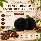 Creovely ObsidianGrove™ Deep Cleansing Bar — African Black Soap with Cocoa Butter & Vitamin E | Pack of 2
