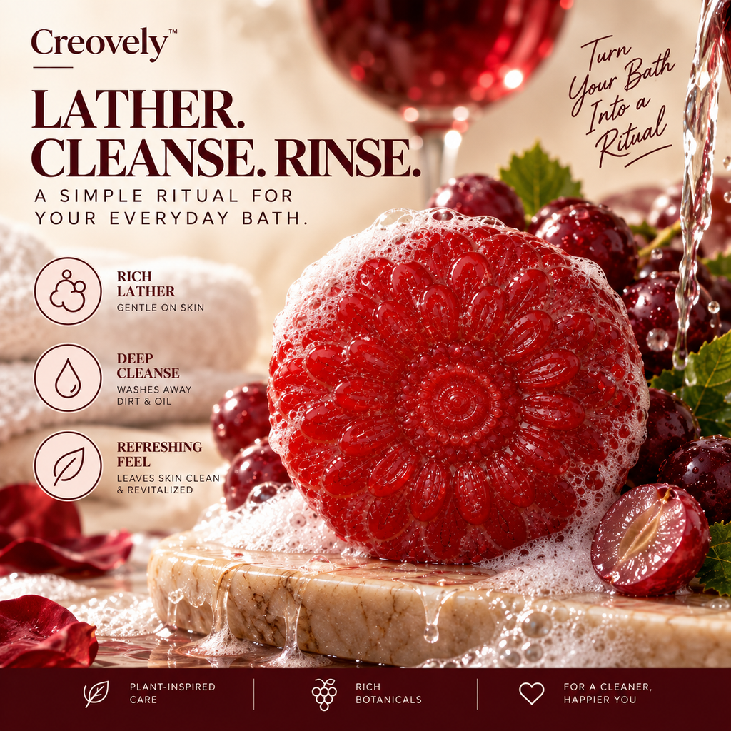Creovely Rubivane™ Ruby Bath Ritual — Redwine Soap | Pack of 6