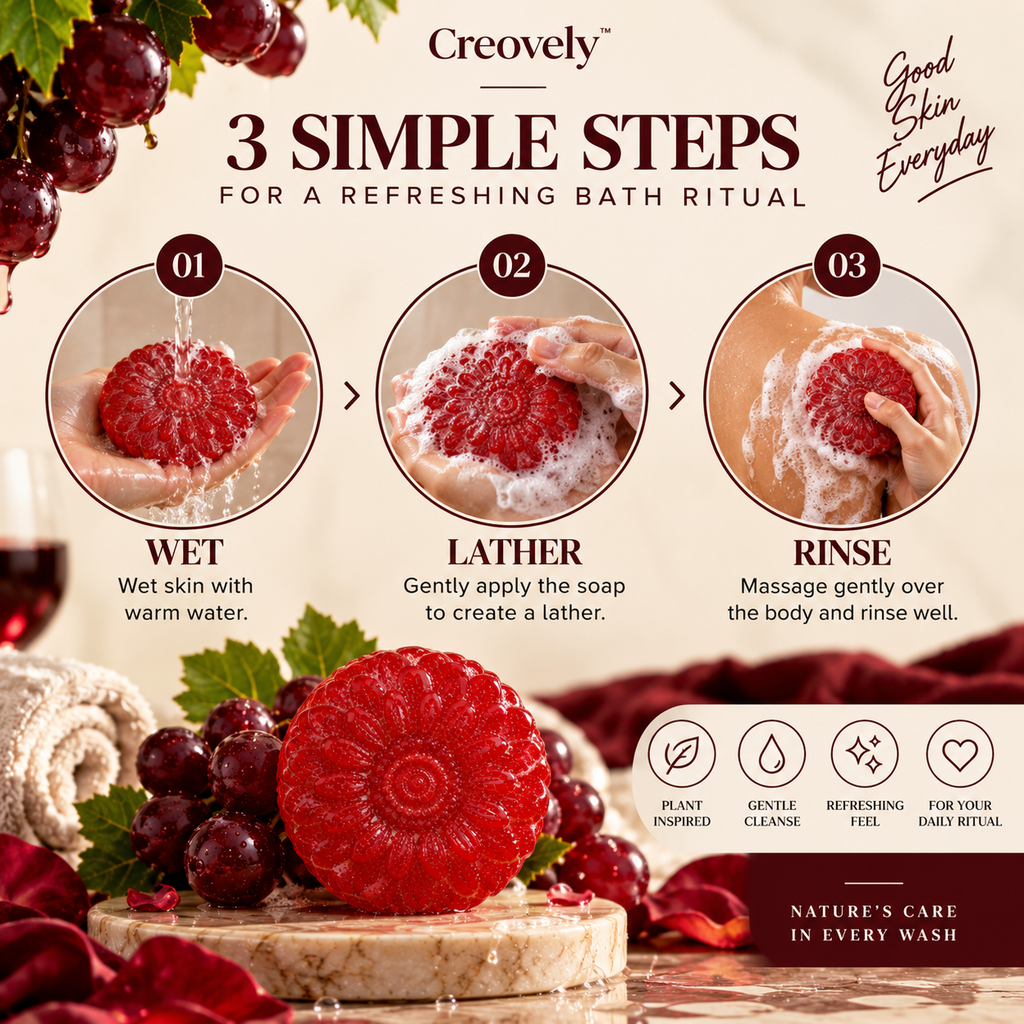 Creovely Rubivane™ Ruby Bath Ritual — Redwine Soap | Pack of 6