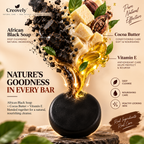 Creovely ObsidianGrove™ Deep Cleansing Bar — African Black Soap with Cocoa Butter & Vitamin E | Pack of 2