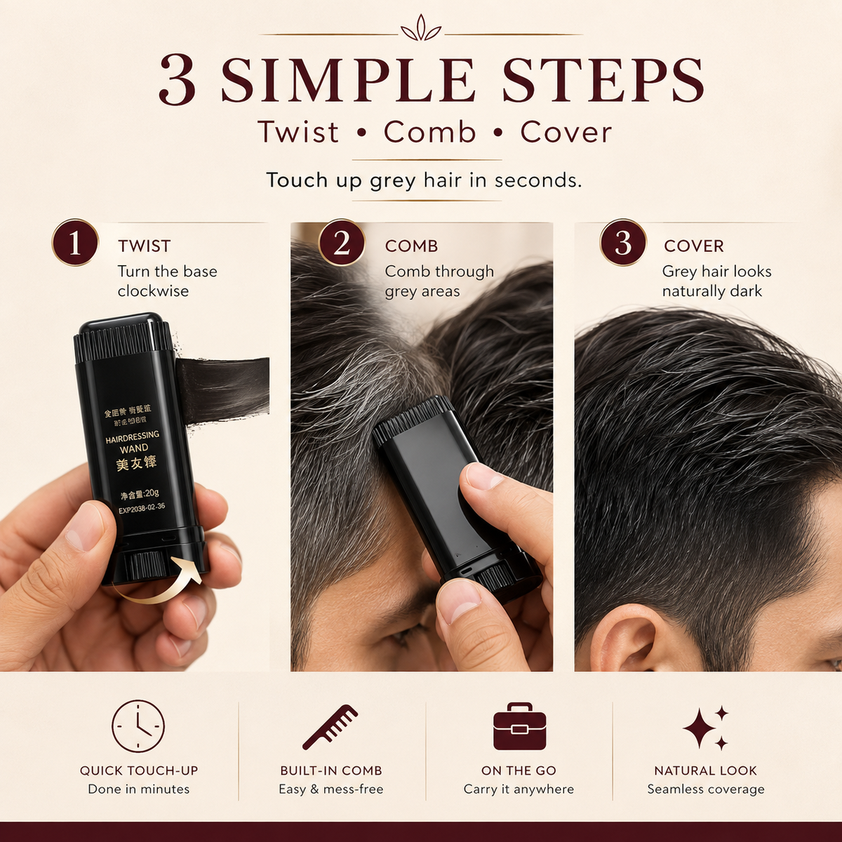 Creovely™ YoungLook™ Hair Colour Comb - Buy 1 Get 2 FREE
