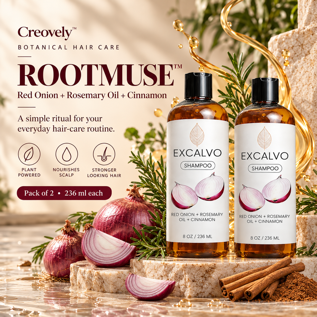 Creovely RootMuse™ Botanical Hair Cleanse — Red Onion, Rosemary & Cinnamon Shampoo | Pack of 2