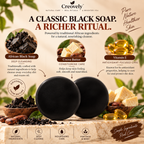 Creovely ObsidianGrove™ Deep Cleansing Bar — African Black Soap with Cocoa Butter & Vitamin E | Pack of 2