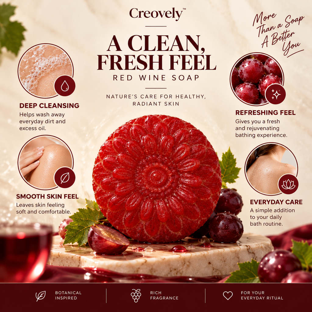 Creovely Rubivane™ Ruby Bath Ritual — Redwine Soap | Pack of 6