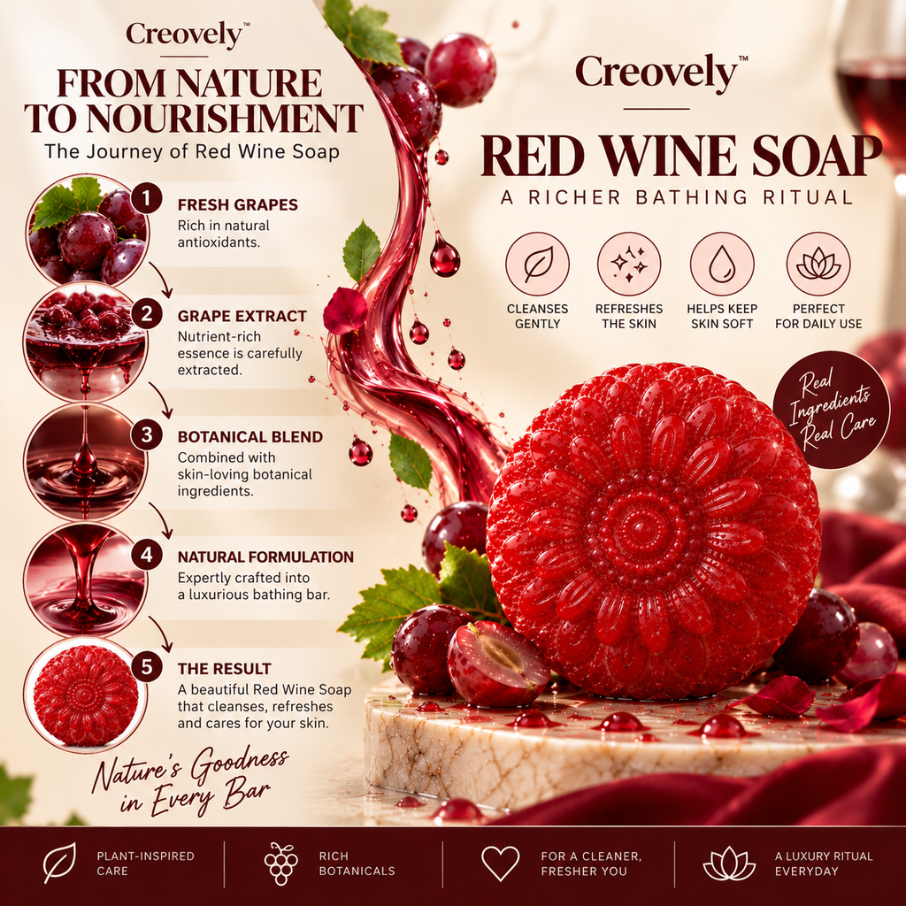 Creovely Rubivane™ Ruby Bath Ritual — Redwine Soap | Pack of 6