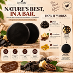 Creovely ObsidianGrove™ Deep Cleansing Bar — African Black Soap with Cocoa Butter & Vitamin E | Pack of 2